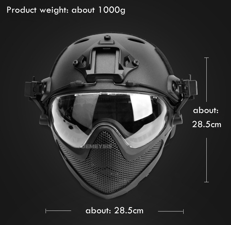 Outdoor Airsoft Paintball Helmet with Goggles FAST PJ Helmets CS Game Full Face Protection
