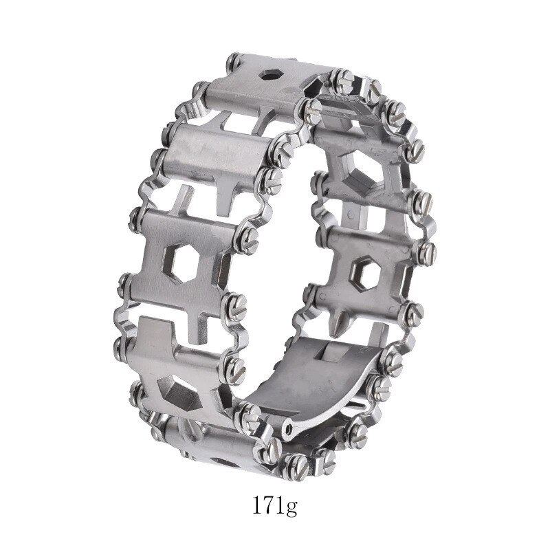 Outdoor Tool Multifunction Tool Bracelet Tread Bracelet Stainless Steel Bolt Driver Tools Kit Wearable Hiking Accessory 29 in 1