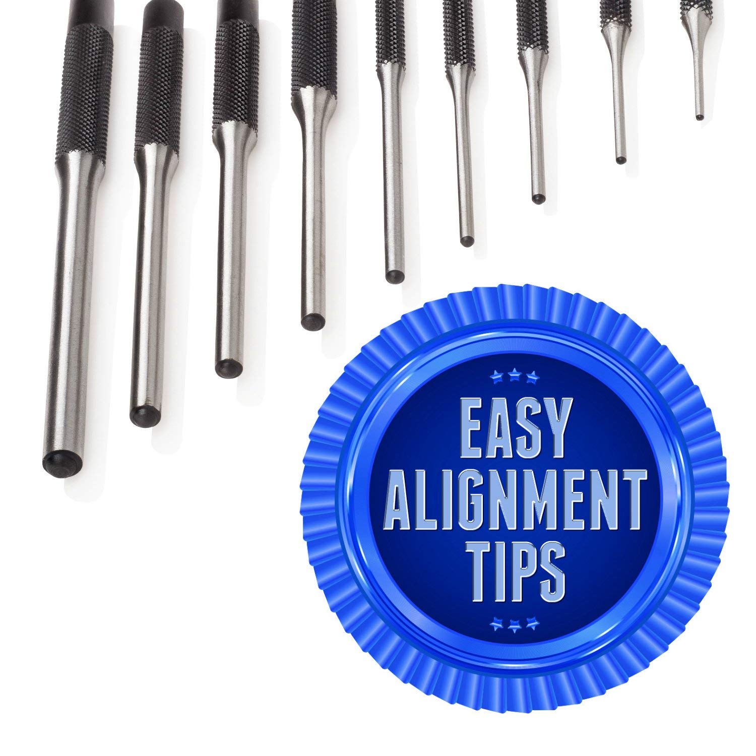 9Pcs Professional Durable Steel Roll Pin Punch Set Tools Kit for Removing Gun Bolt Catch Roll Up Case