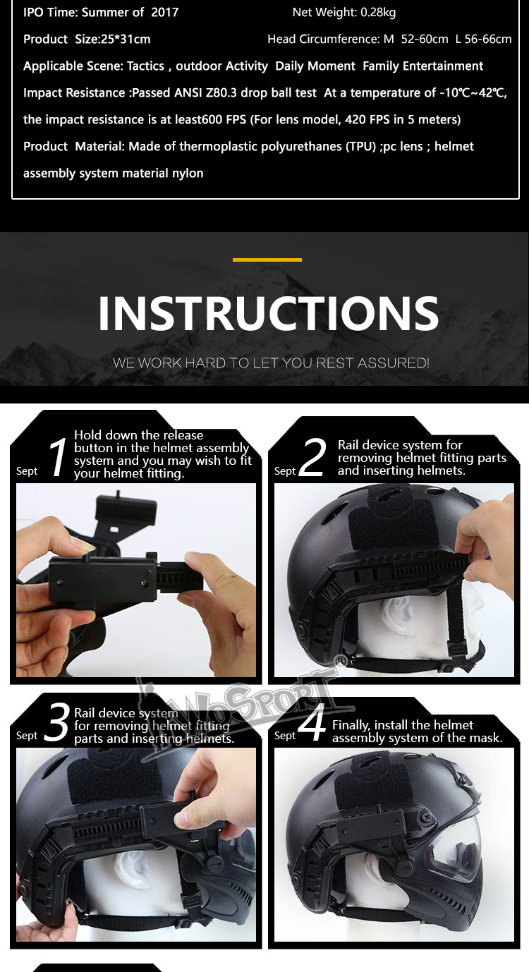 Airsoft Paintball Mask Helmet Set Safety