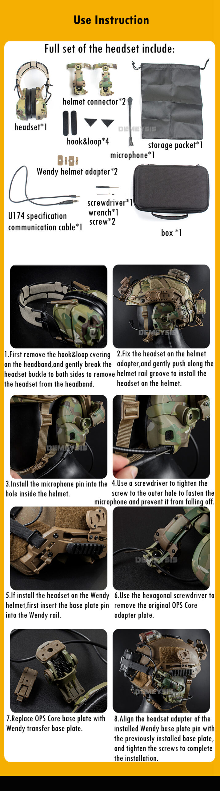 Shooting Noise Reduction Headset Sound Pickup CS Tactical Communication Headsets with Helmet Adapter Head Mounted Headphone