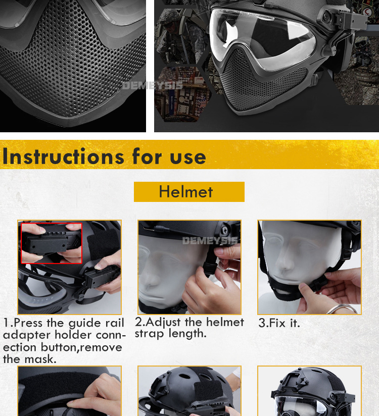 Outdoor Airsoft Paintball Helmet with Goggles FAST PJ Helmets CS Game Full Face Protection