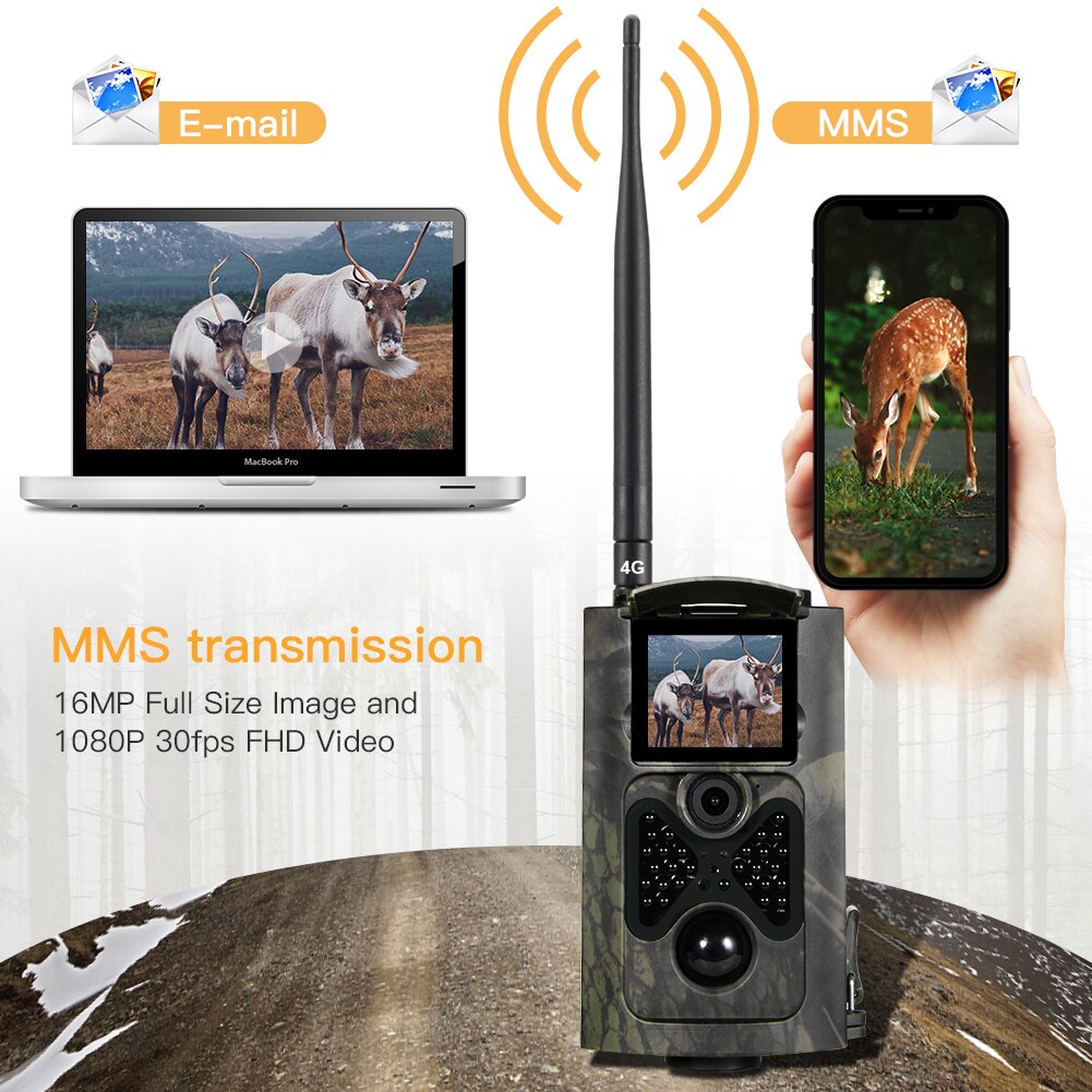 FTP SMTP Email 4G MMS SMS Trail Camera Hunting Wildlife Cameras Cellular Mobile Wireless Wild 16MP 1080P Night Vision HC550LTE
