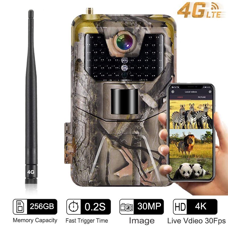 4K/2K Live Video APP Trail Camera Cloud Service 4G Cellular 30MP Live Stream Media Hunting Cameras Night Vision HC900PRO