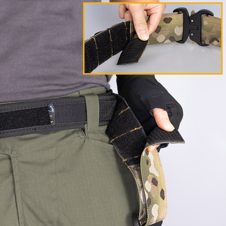 2 Inch Tactical Belt, Metal Buckle, Canvas Tactical One-Piece Girdle for Outdoor Hunting