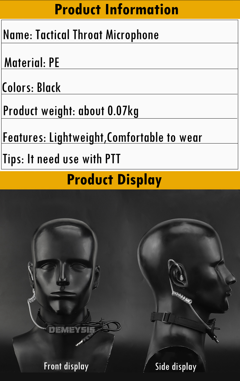 Tactical Throat Microphone Portable Airsoft Paintball CS Sports Radio Mic Neckband Hunting Airsoft Air Tube Microphone Headset