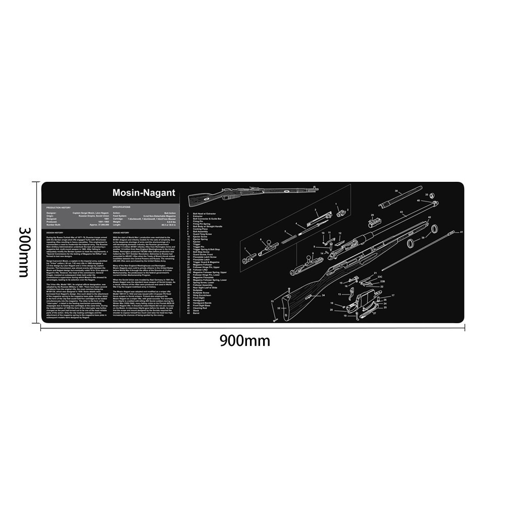 Mosin-Nagant K98k Gun Cleaning Rubber Mat With Parts Diagram and Instructions Armorers Bench Mat Mouse Pad for Glock MP5 Ruger