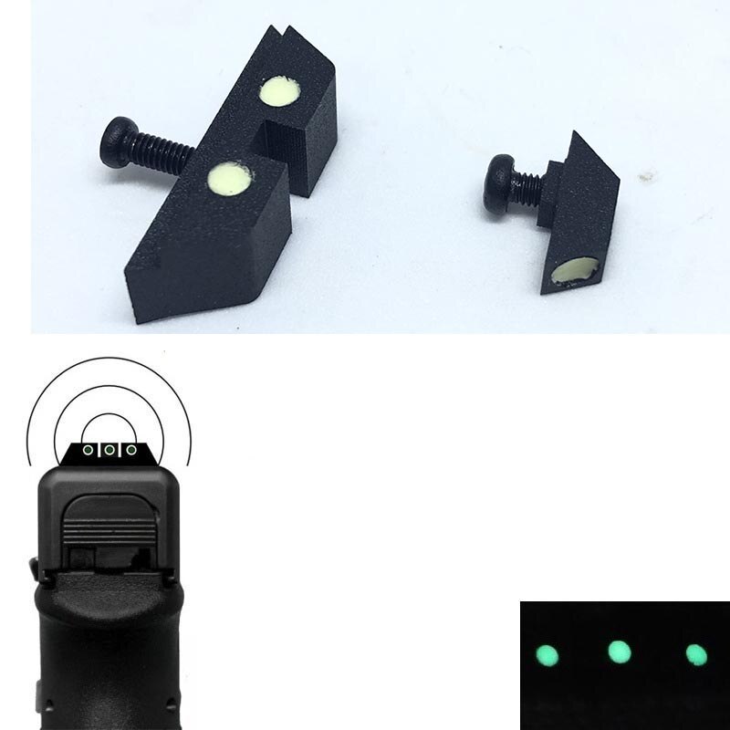 Hunting Handgun Pistol Glow Sight Green Dot for Glock 17/19/22/23/24/26/27/33/34/35 In Day and Night Use