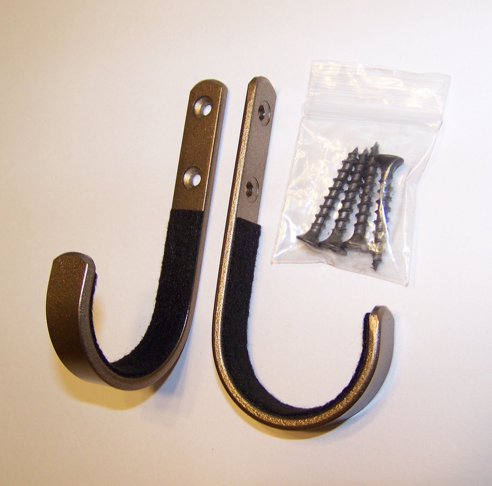 1 Pair Wall Mount Gun Storage Rack J-Hook Rack Rifle Shotgun Hangers Polished Stainless Steel Felt Lined