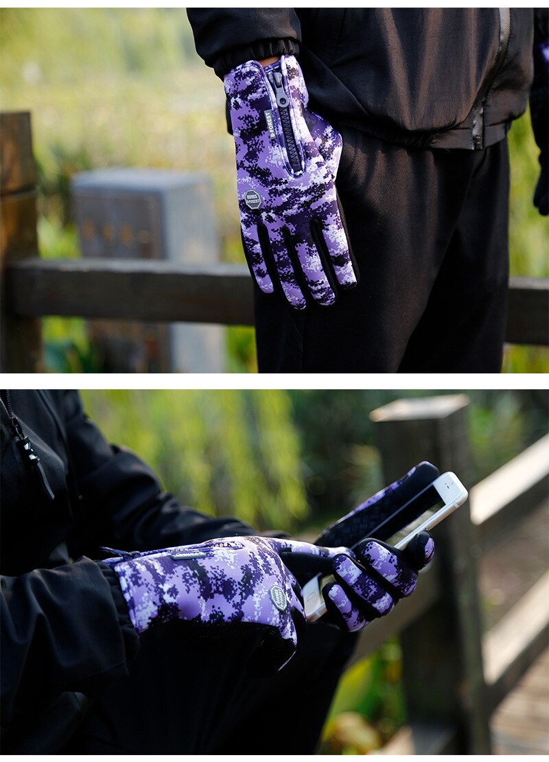 wholesale Outdoor Winter Cycling Touch Screen Camouflage Gloves Men Women Fleece Windproof And Warm Sports Gloves For Hiking