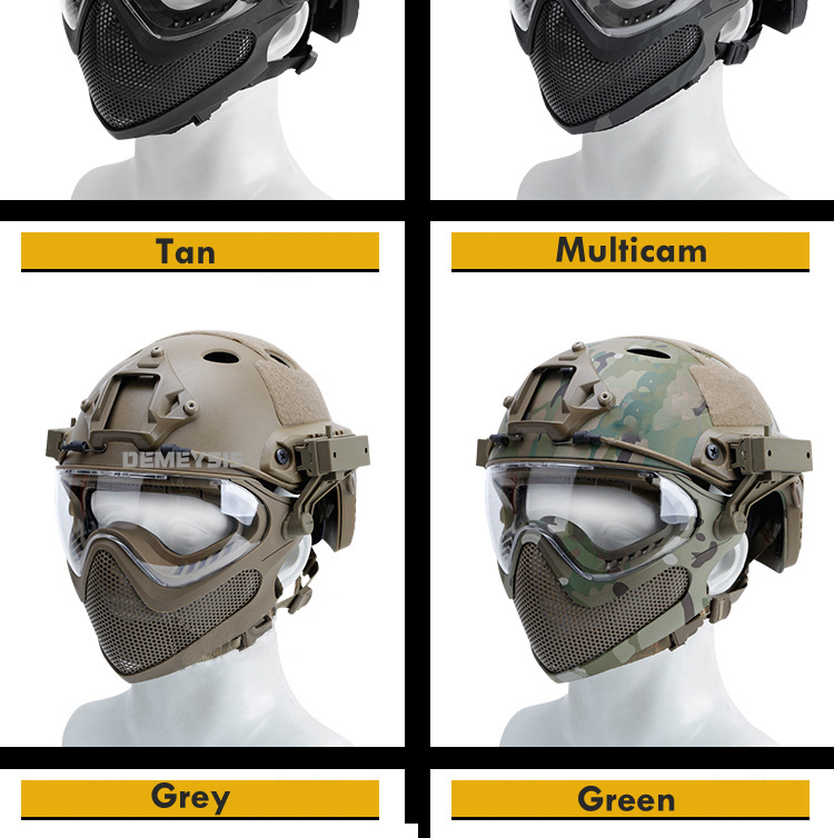 Outdoor Airsoft Paintball Helmet with Goggles FAST PJ Helmets CS Game Full Face Protection