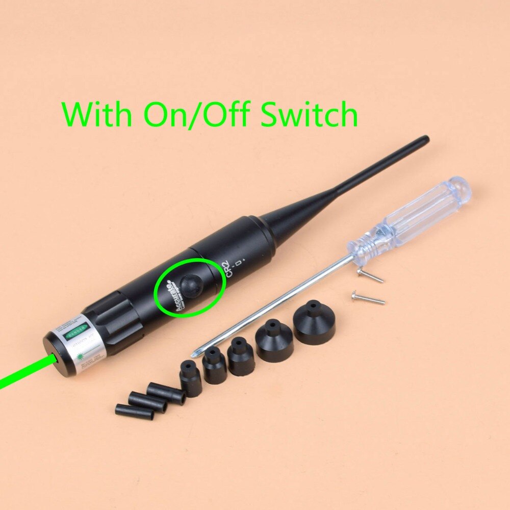 Hunting Green Red Laser Boresighter Kits Green Red Dot Bore Sight with On Off Switch for .22 to .50 Caliber Riflescope