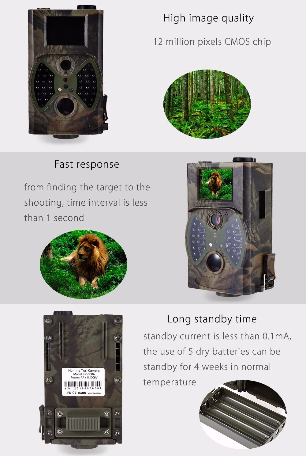 2G GSM MMS SMTP SMS Trail Camera Cellular Wildlife Wireless 16MP Hunting Cameras HC300M 1080P Night Vision  Photo Trap Tracking