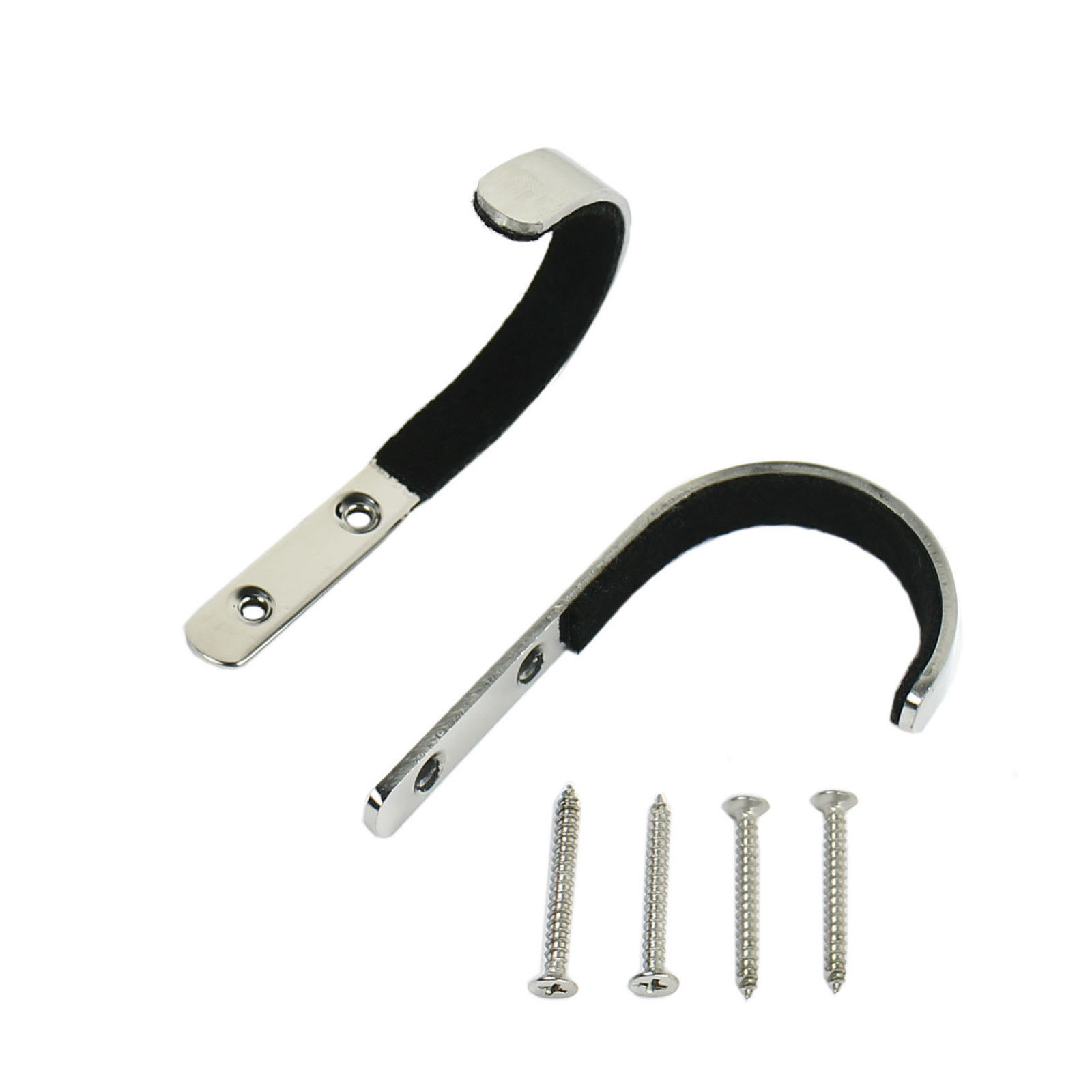 1 Pair Wall Mount Gun Storage Rack J-Hook Rack Rifle Shotgun Hangers Polished Stainless Steel Felt Lined