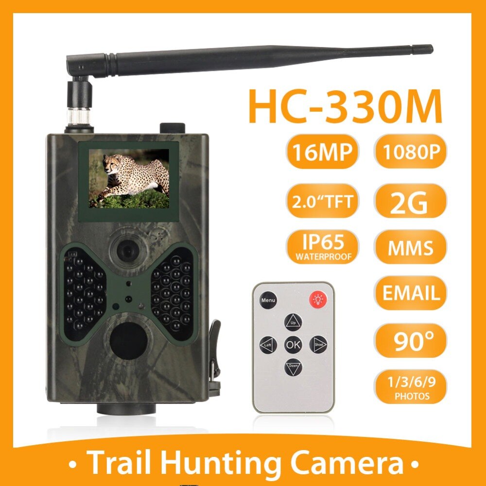SMTP Cellular Hunting Trail Camera 16MP Photo Traps Email MMS 2G GSM 1080P Night Vision Wireless Wildlife Surveillance  HC330M