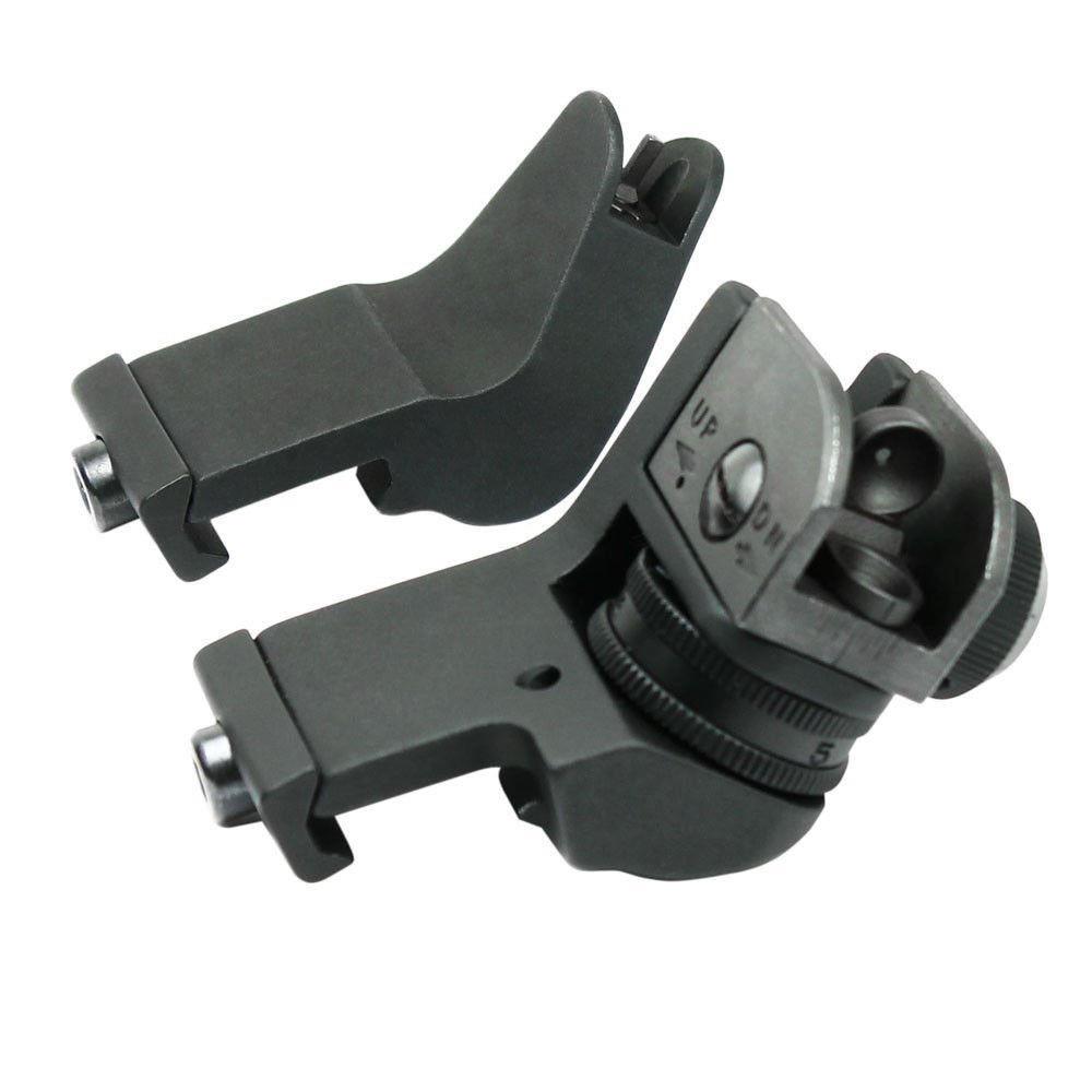 Front and Rear 45 Degree Offset Rapid Transition BUIS Backup Iron Sight Set Tactical Hunting Optical Collimator Sight