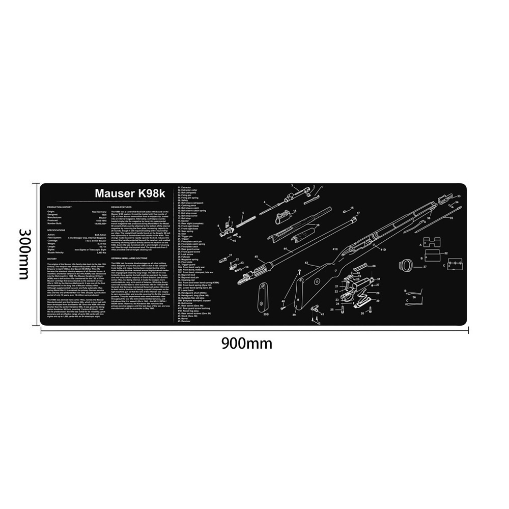 Mosin-Nagant K98k Gun Cleaning Rubber Mat With Parts Diagram and Instructions Armorers Bench Mat Mouse Pad for Glock MP5 Ruger