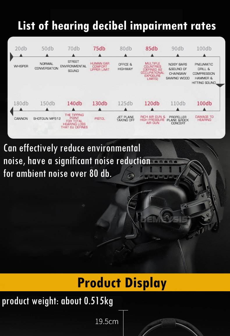 Shooting Noise Reduction Headset Airsoft CS Tactical Sound Pickup Communication Headsets Outdoor Hunting Sports Headphone
