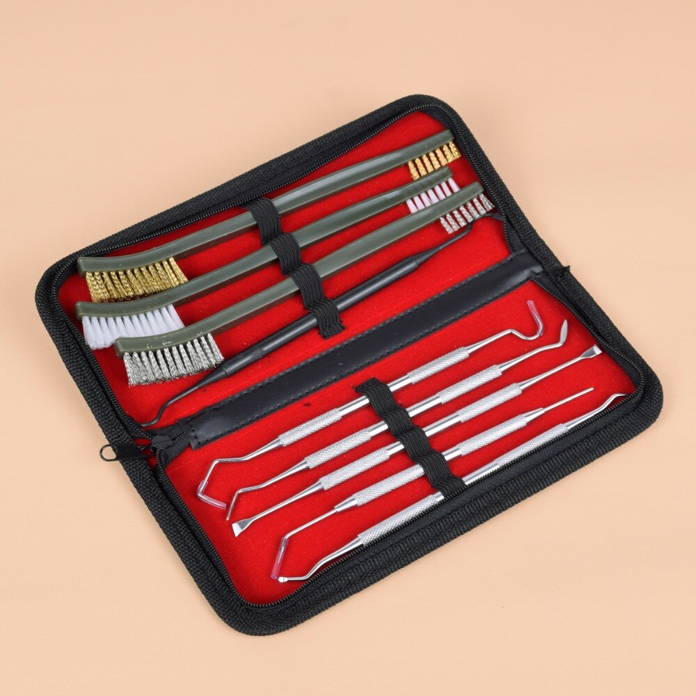 9pcs/Set Gun Cleaning Kit Set Brass Steel Nylon Brush Stainless Steel Nylon Pick Tactical 22LR Rifle Pistol Gun Cleaning Tool
