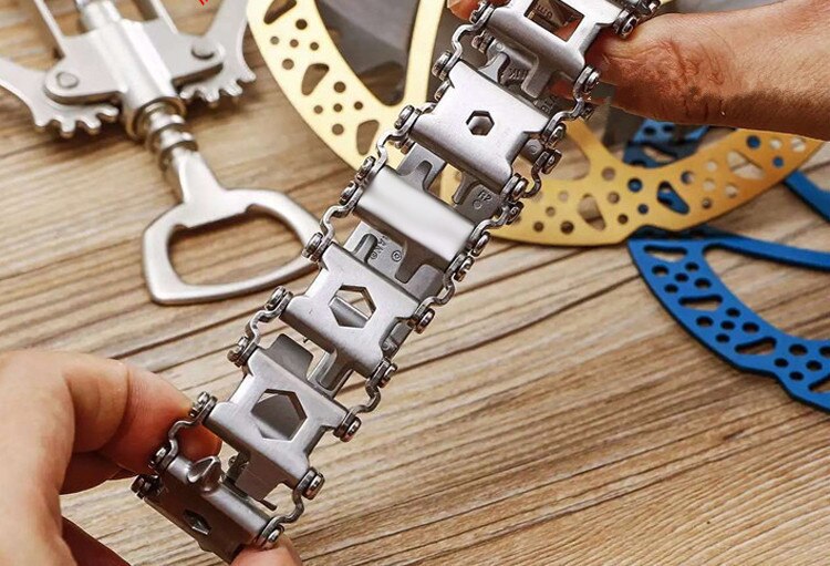 Outdoor Tool Multifunction Tool Bracelet Tread Bracelet Stainless Steel Bolt Driver Tools Kit Wearable Hiking Accessory 29 in 1