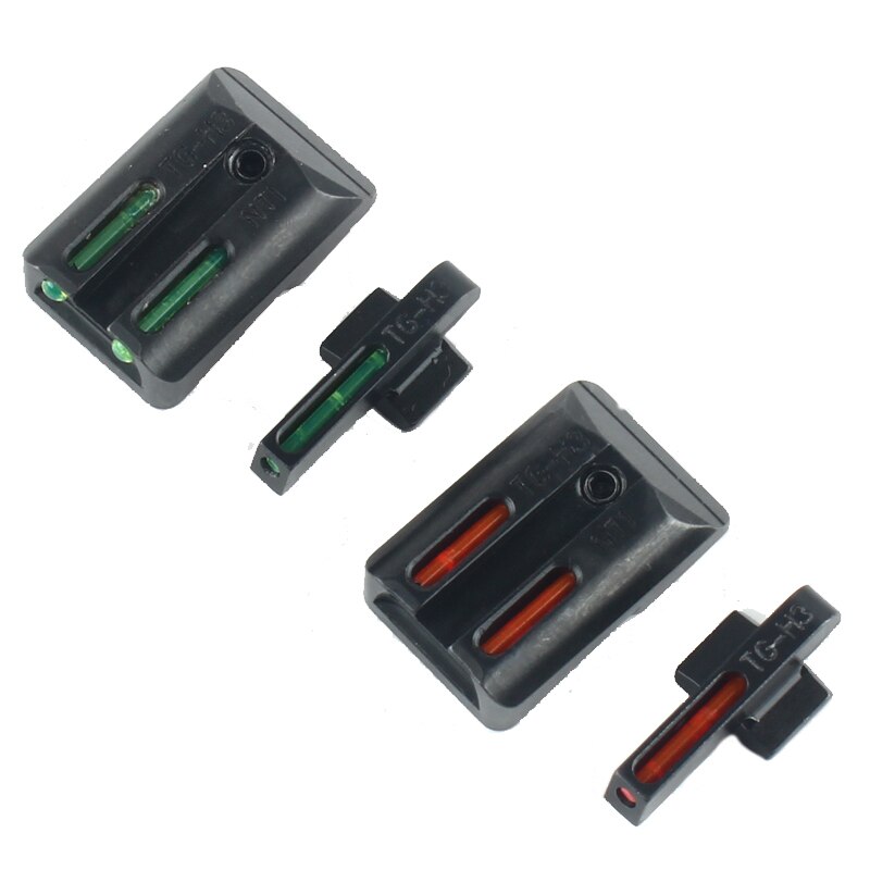 Tactical Combat Front Rear Night Fiber Sight Handgun Optic Red Green Dot for Hunting