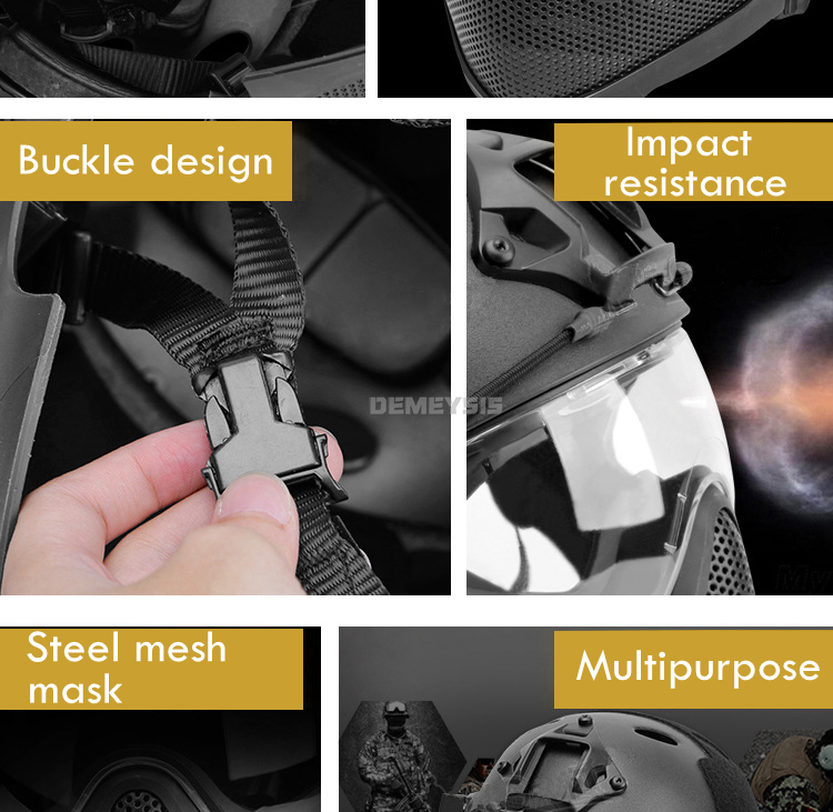 Outdoor Airsoft Paintball Helmet with Goggles FAST PJ Helmets CS Game Full Face Protection