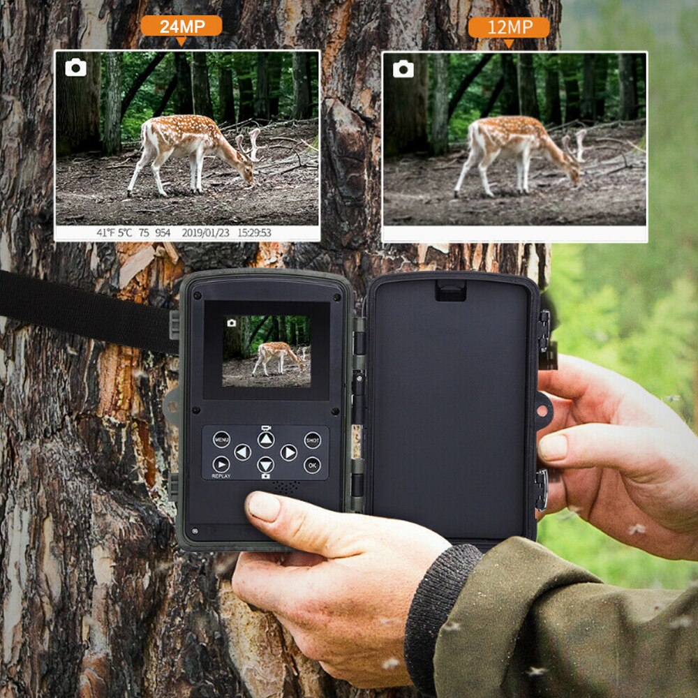 Hunting Trail Camera 24MP 2.7K Night Vision IP65 Waterproof 940nm Wild Cameras Photo Traps HC801A  Wildlife Cam Surveillance