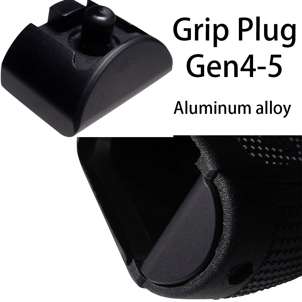 Aluminum Glock Grip Insert Plug Gen 4-5 17 19 22 23 24 32 34 35 Black