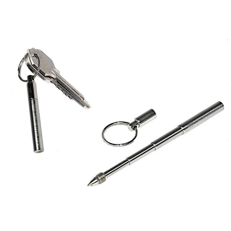 Stainless Steel Telescopic Pen With Metal Key Ring Telepen Keyring Telescoping