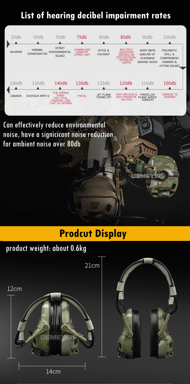 Shooting Noise Reduction Headset Sound Pickup CS Tactical Communication Headsets with Helmet Adapter Head Mounted Headphone