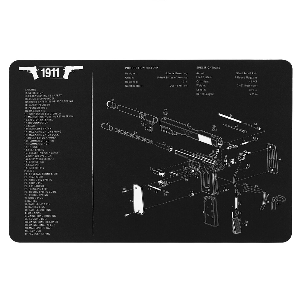 P226 P229 XD 1911 Glock Gun Cleaning Rubber Mat 17″x11″ With Parts Diagram and Instructions Armorers Bench Mat Mouse Pad