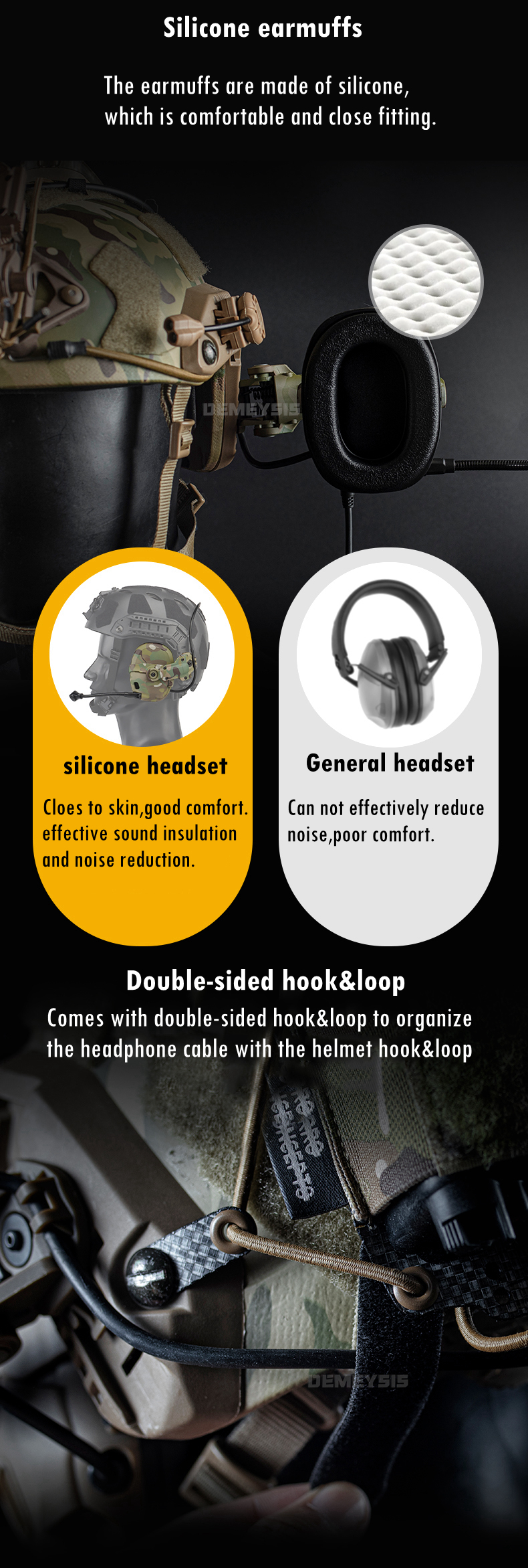 Shooting Noise Reduction Headset Sound Pickup CS Tactical Communication Headsets with Helmet Adapter Head Mounted Headphone