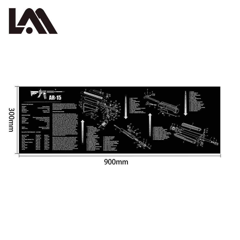 AR15 AK47 Gun Cleaning Rubber Mat With Parts Diagram and Instructions Armorers Bench Mat Mouse Pad for Glock SIG P226 P229