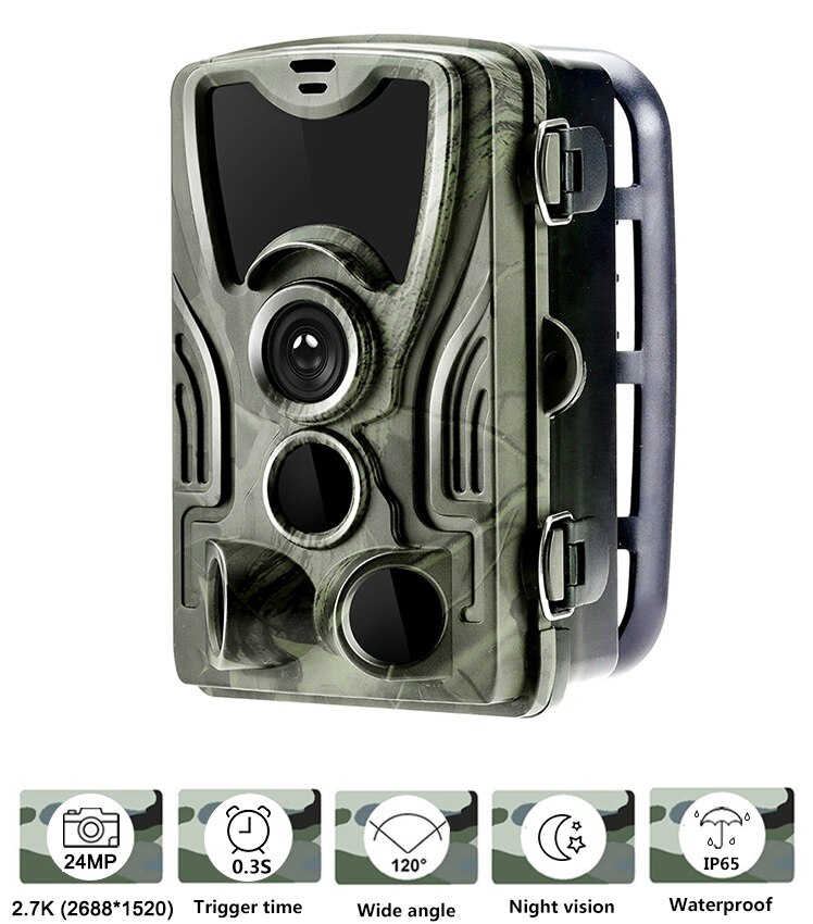 Hunting Trail Camera 24MP 2.7K Night Vision IP65 Waterproof 940nm Wild Cameras Photo Traps HC801A  Wildlife Cam Surveillance