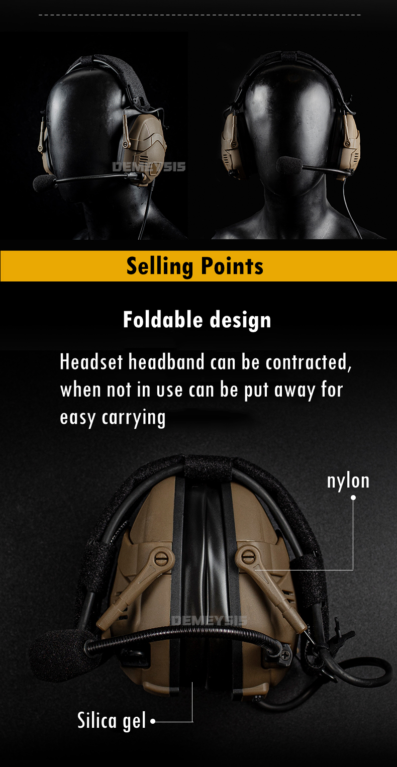 Tactical Bluetooth Headset Sound Pickup Noise Reduction Shooting Wargame Earmuff Airsoft Paintball Headphone Helmet Head Mounted