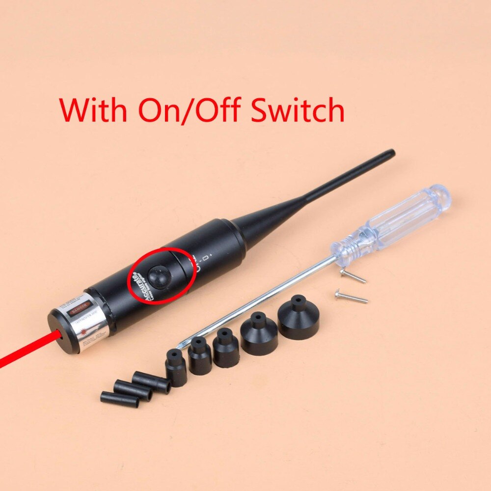 Hunting Green Red Laser Boresighter Kits Green Red Dot Bore Sight with On Off Switch for .22 to .50 Caliber Riflescope