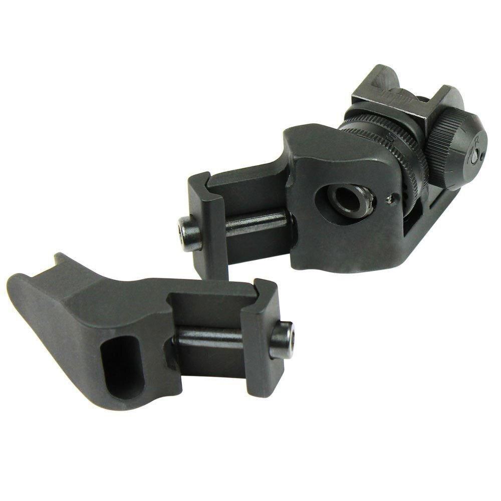 Front and Rear 45 Degree Offset Rapid Transition BUIS Backup Iron Sight Set Tactical Hunting Optical Collimator Sight
