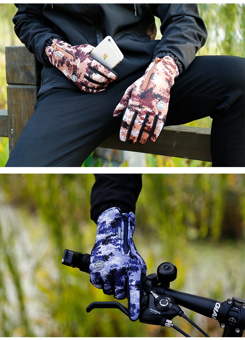 wholesale Outdoor Winter Cycling Touch Screen Camouflage Gloves Men Women Fleece Windproof And Warm Sports Gloves For Hiking