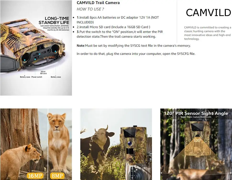 20MP 1080P Trail Hunting Camera Motion Activated Trail Game Camera Night Vsion for Wildlife Hunting Trap Game Waterproof Cam