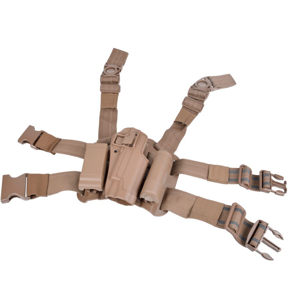 Tactical Colt 1911 Leg Holster CQC Paddle Thigh Belt Drop Pistol Gun Holster Magazine Torch Pouch Military Shooting Holster