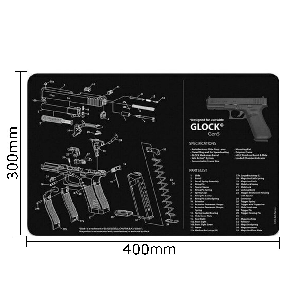 Glock Gun Cleaning Mat for Gen4 Gen5 42 43 Gunsmith With Parts Diagram and Instructions Armorers Bench Mat Mouse Pad
