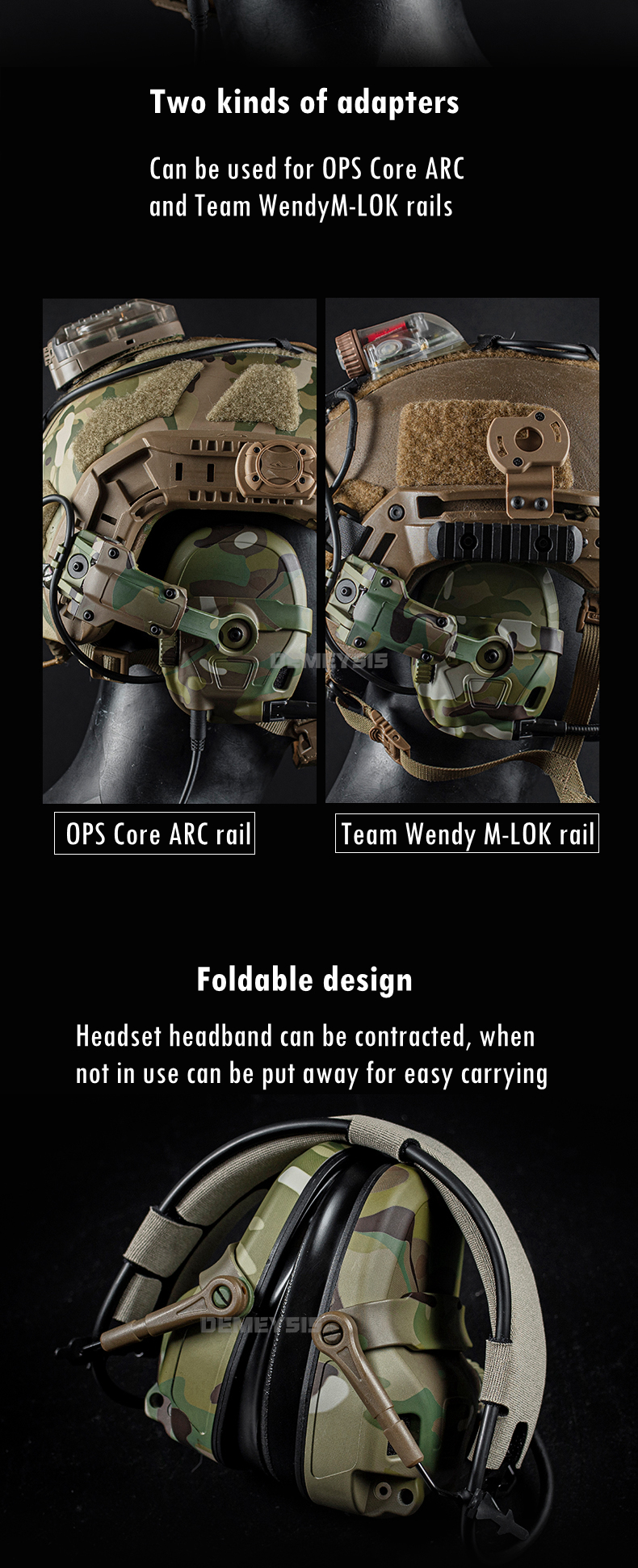 Shooting Noise Reduction Headset Sound Pickup CS Tactical Communication Headsets with Helmet Adapter Head Mounted Headphone