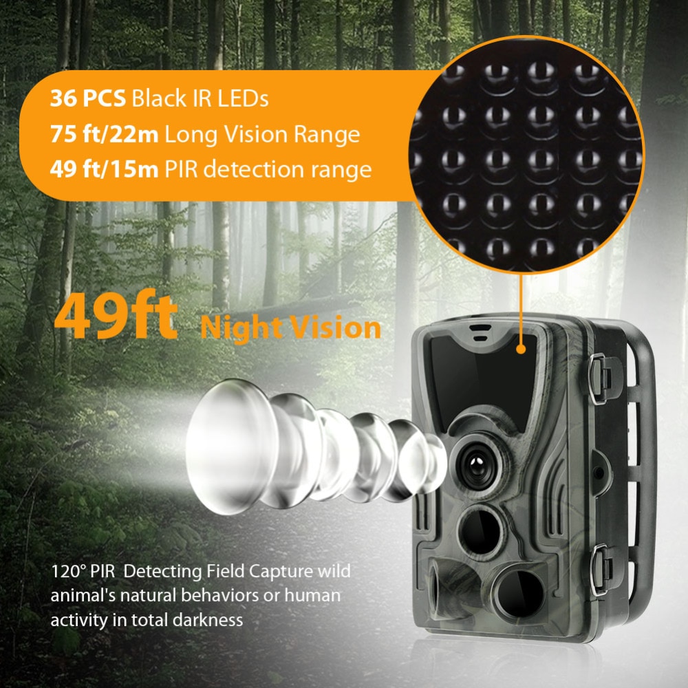 Hunting Trail Camera 24MP 2.7K Night Vision IP65 Waterproof 940nm Wild Cameras Photo Traps HC801A  Wildlife Cam Surveillance