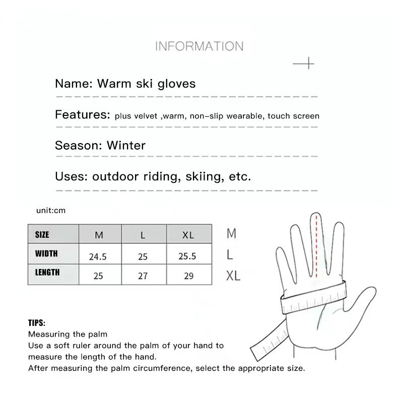 Men Women 2022 Winter Camouflage Fleece Thickened Ski Gloves Warm Non-slip Windproof And Waterproof Touch Screen Hiking Glove