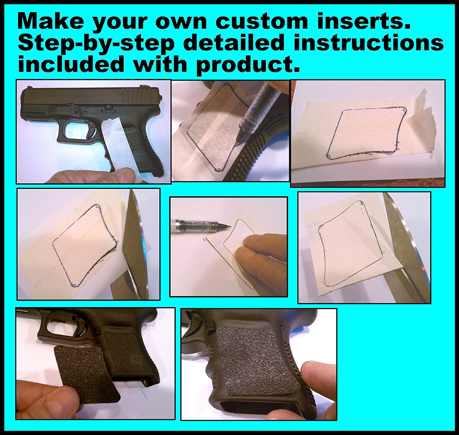 5x Grips Material Sheet Black Textured Rubber Grip Tape for Guns, Cell Phones, Cameras, Knives, Tools