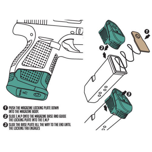 Tactical Enhanced Magazine Extension Base Pad Add +2 Rounds for Glock 43