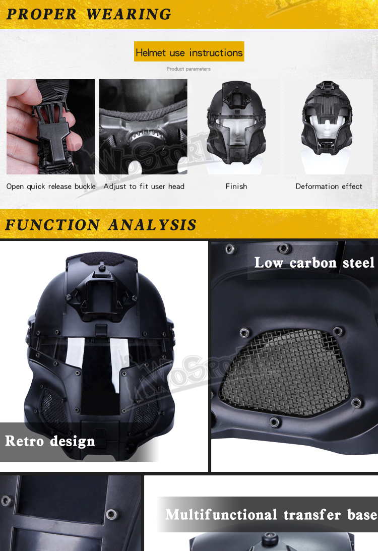 Men Iron Warrior Military Combat Helmets Full-covered Airsoft Paintball