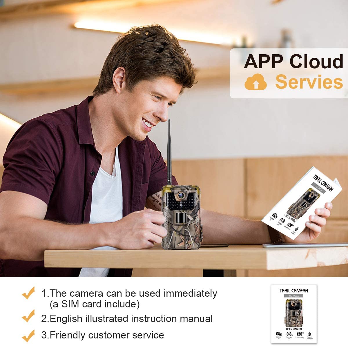 4K/2K Live Video APP Trail Camera Cloud Service 4G Cellular 30MP Live Stream Media Hunting Cameras Night Vision HC900PRO