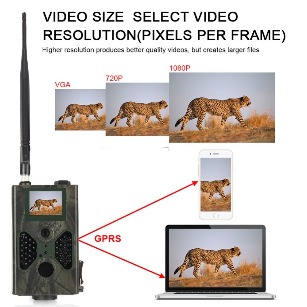 SMTP Cellular Hunting Trail Camera 16MP Photo Traps Email MMS 2G GSM 1080P Night Vision Wireless Wildlife Surveillance  HC330M