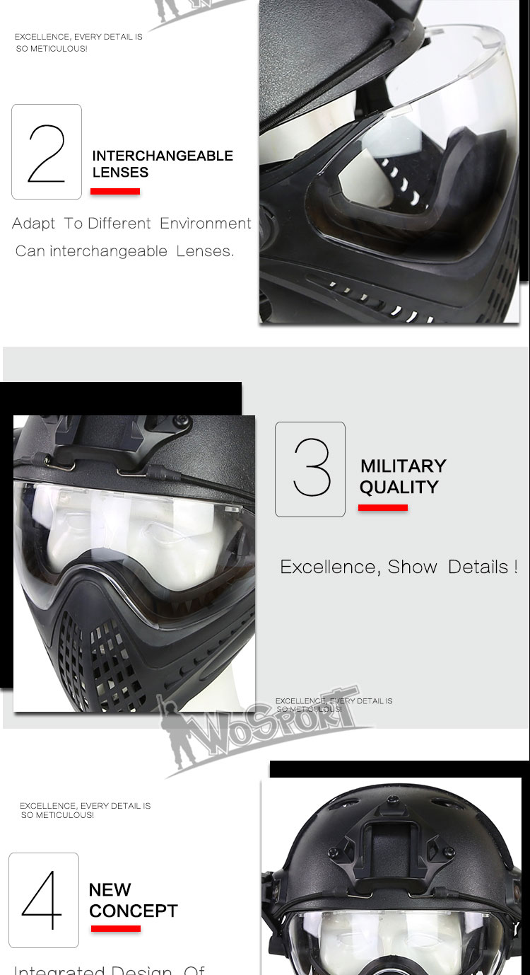 Airsoft Paintball Mask Helmet Set Safety